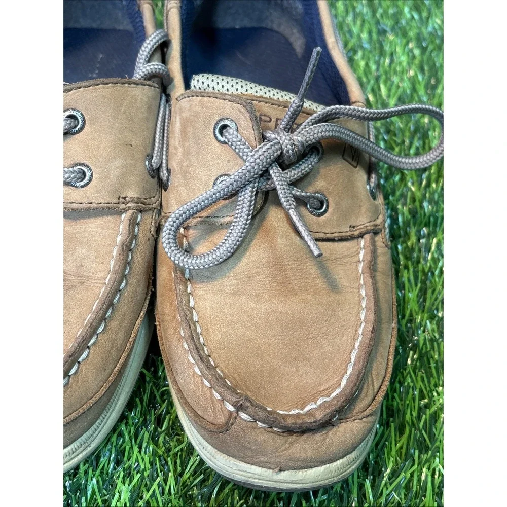 Sperry Top-Sider Boys Boat Shoes Size 4M Brown Leather – Fair Condition‎